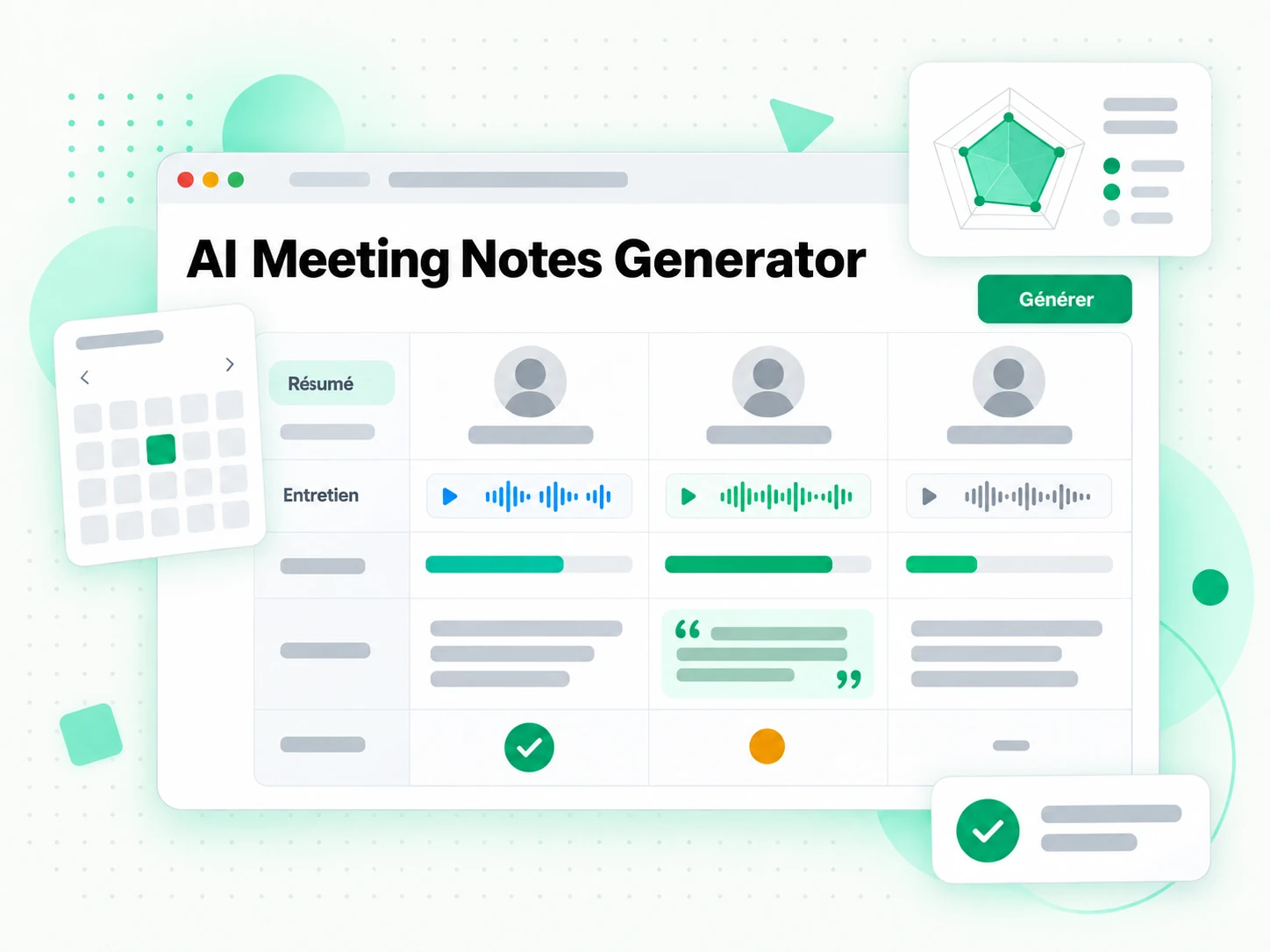 AI Meeting Notes Generator utilisé pour des entretiens de recrutement