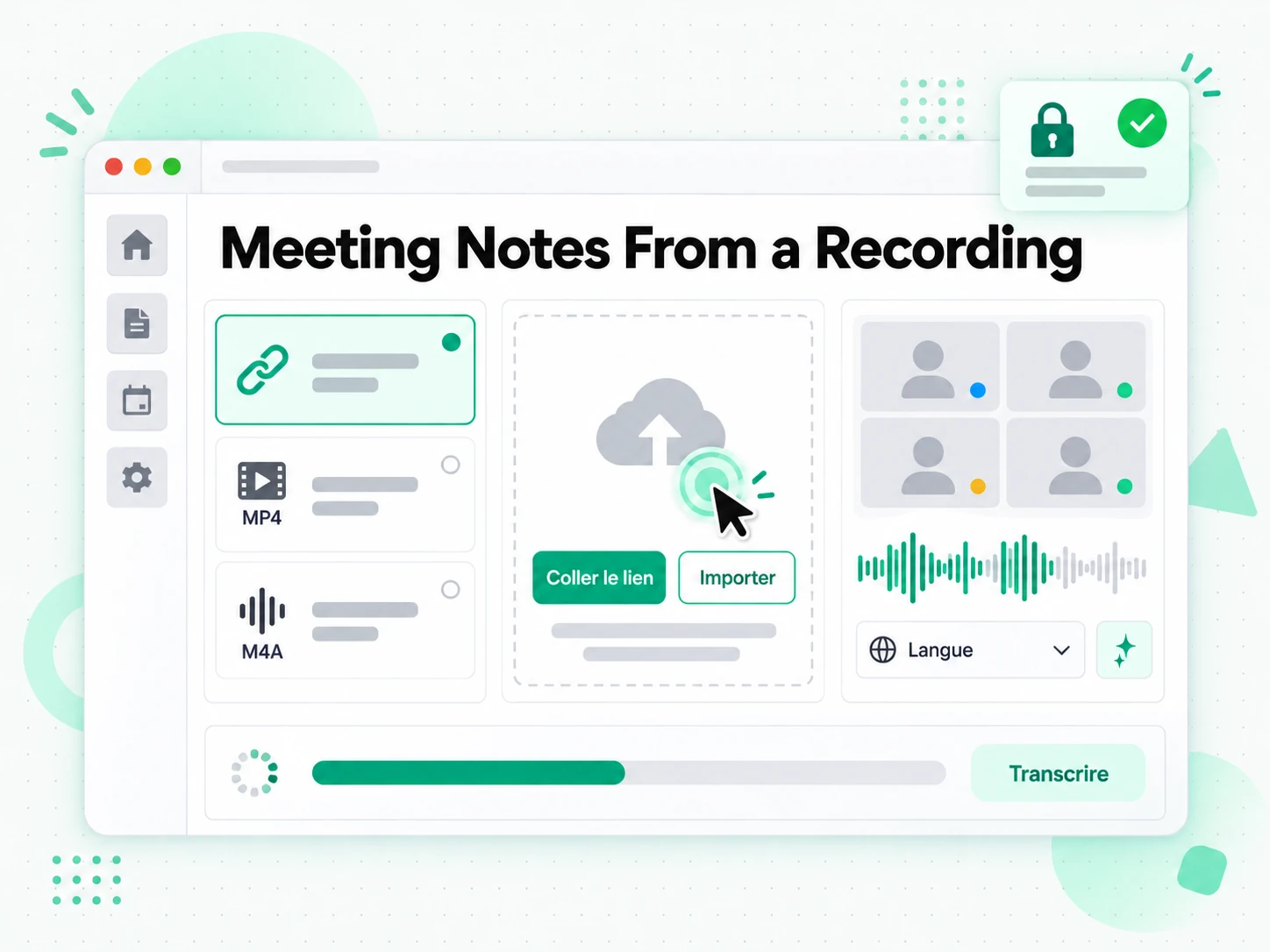 Meeting Notes From a Recording dont le lien a été collé dans l'outil