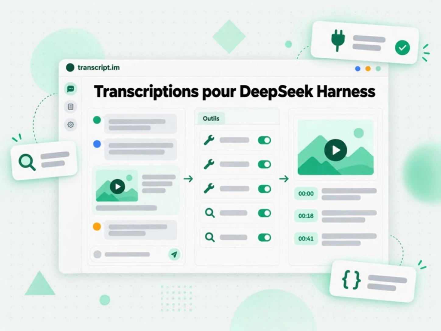 Transcriptions pour DeepSeek Harness : un agent appelle des outils de transcription natifs sur un lien vidéo
