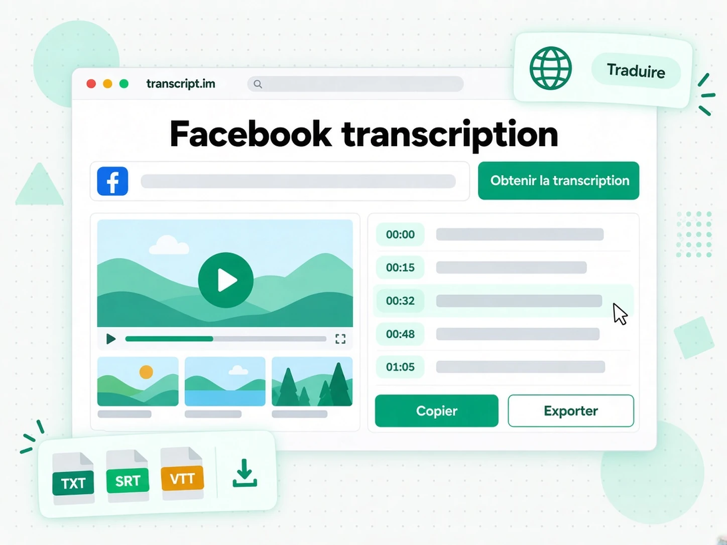 Facebook transcription : Transformer une vidéo Facebook en transcription