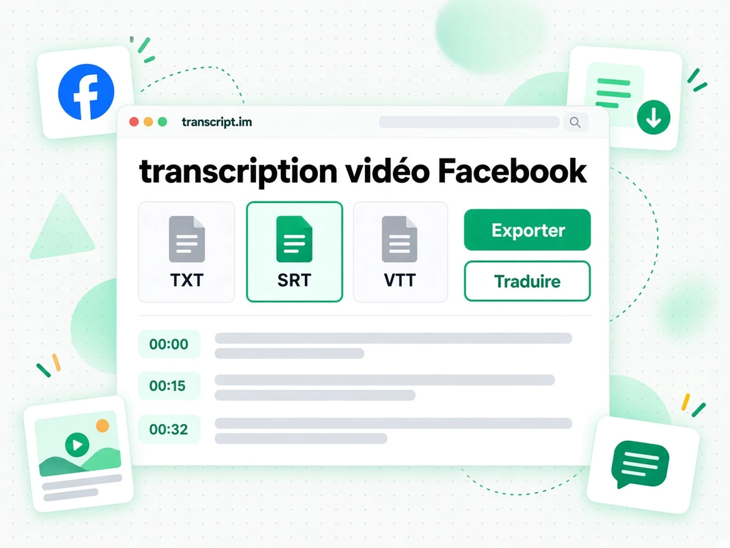 transcription vidéo Facebook : Exporter, traduire ou réutiliser le texte