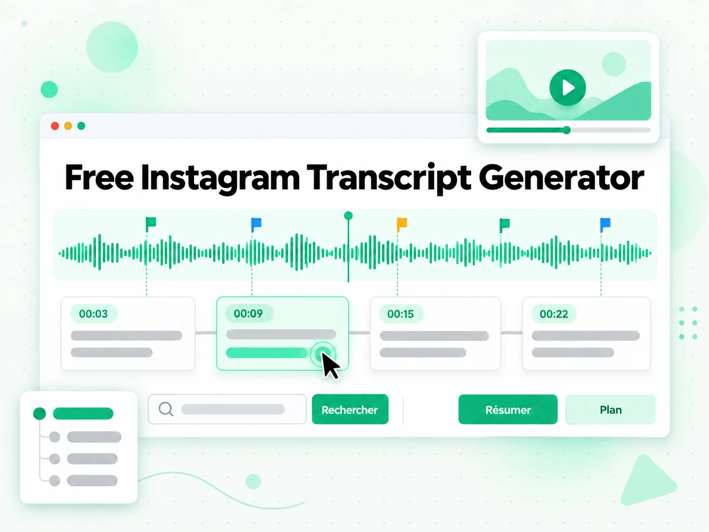 Free Instagram Transcript Generator avec résumé et carte mentale