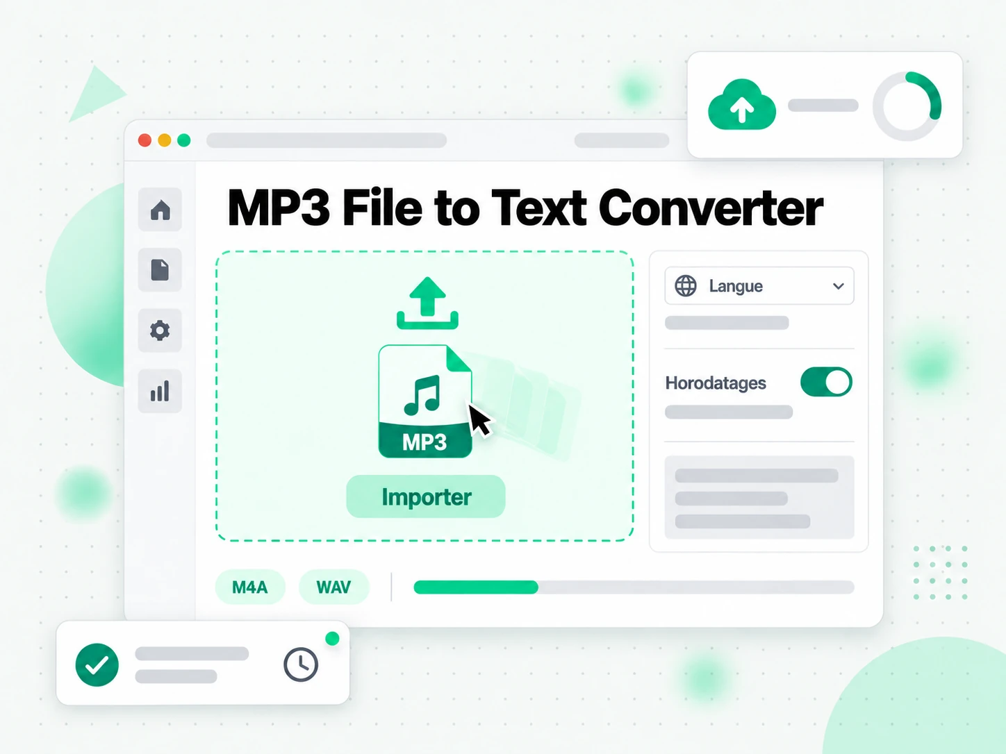 MP3 File to Text Converter : fichier MP3 importé pour transcription