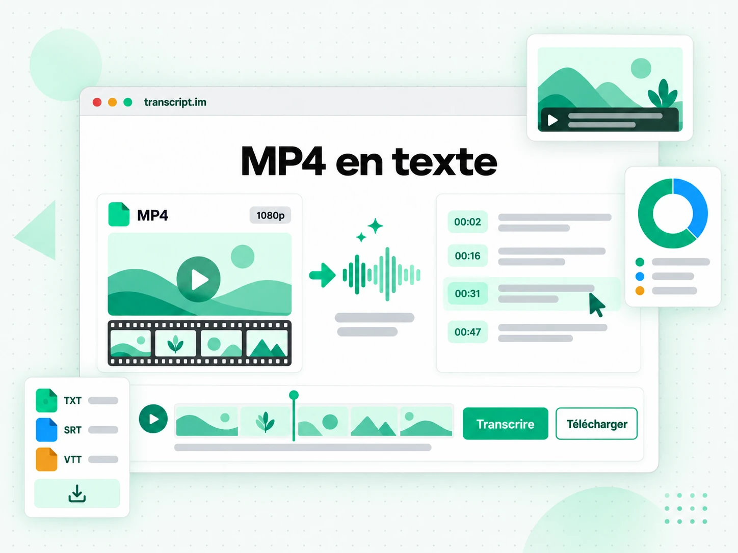 MP4 en texte : fichier importé transformé en texte modifiable et horodaté