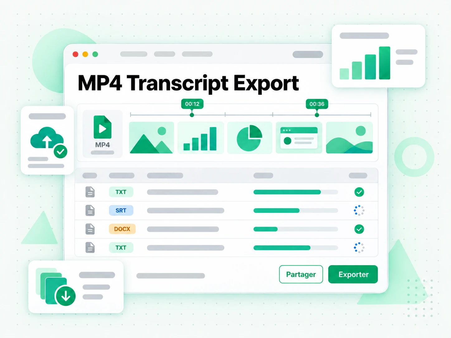 MP4 Transcript Export utilisé pour des vidéos commerciales personnalisées