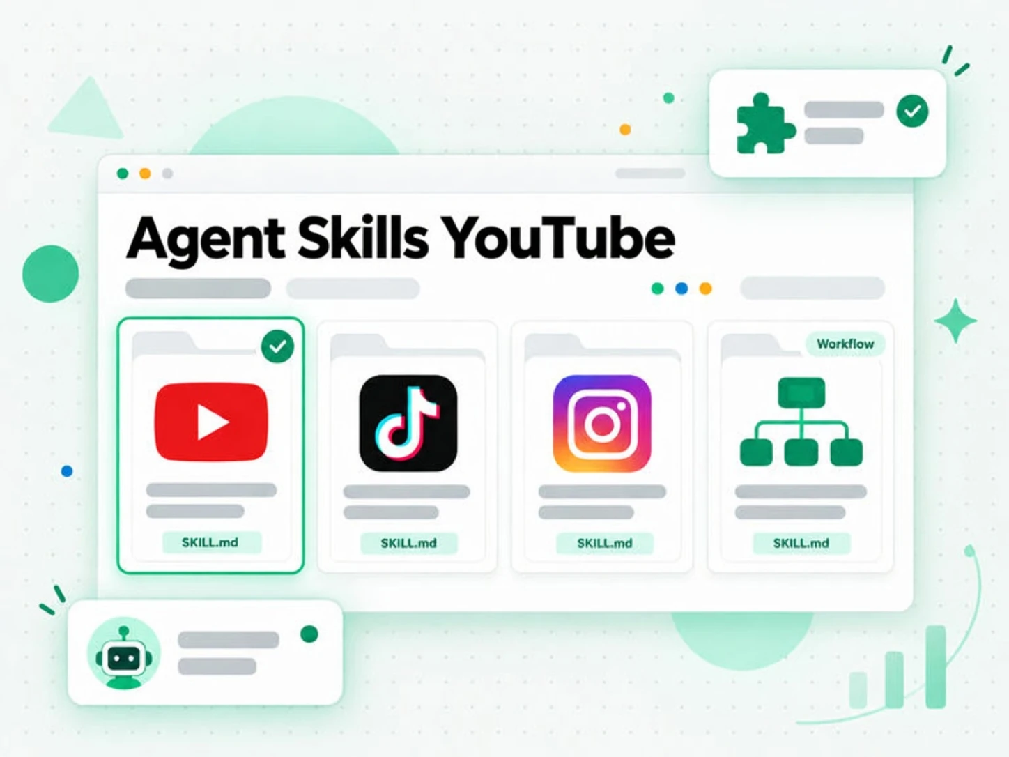 Agent Skills YouTube : packs de skills pour YouTube, TikTok, Instagram et les workflows