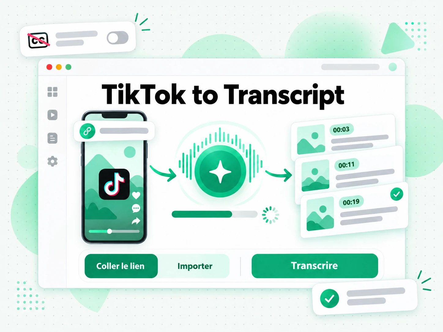 TikTok to Transcript horodatée générée par IA