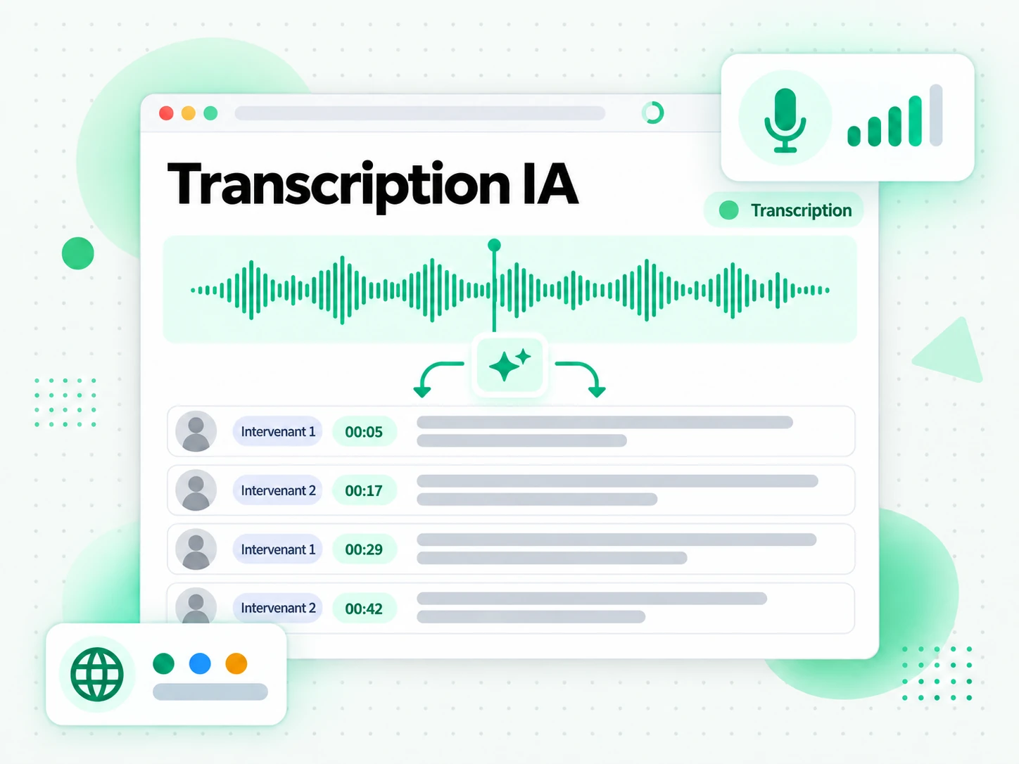 Transcription IA : l'IA transforme la parole en transcription horodatée