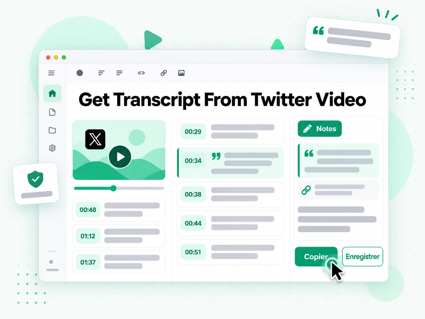Obtenir la transcription d'une vidéo Twitter : journaliste qui transforme un clip viral en trace écrite de citations