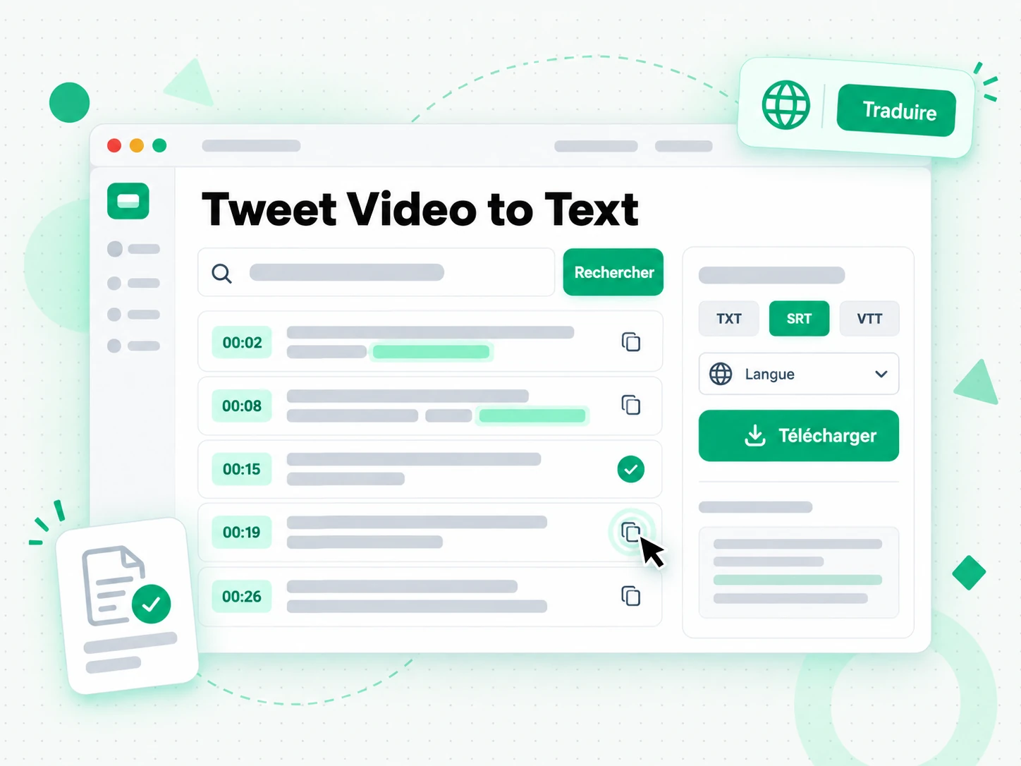 Vidéo d'un tweet en texte : export et traduction d'une transcription vidéo Twitter terminée