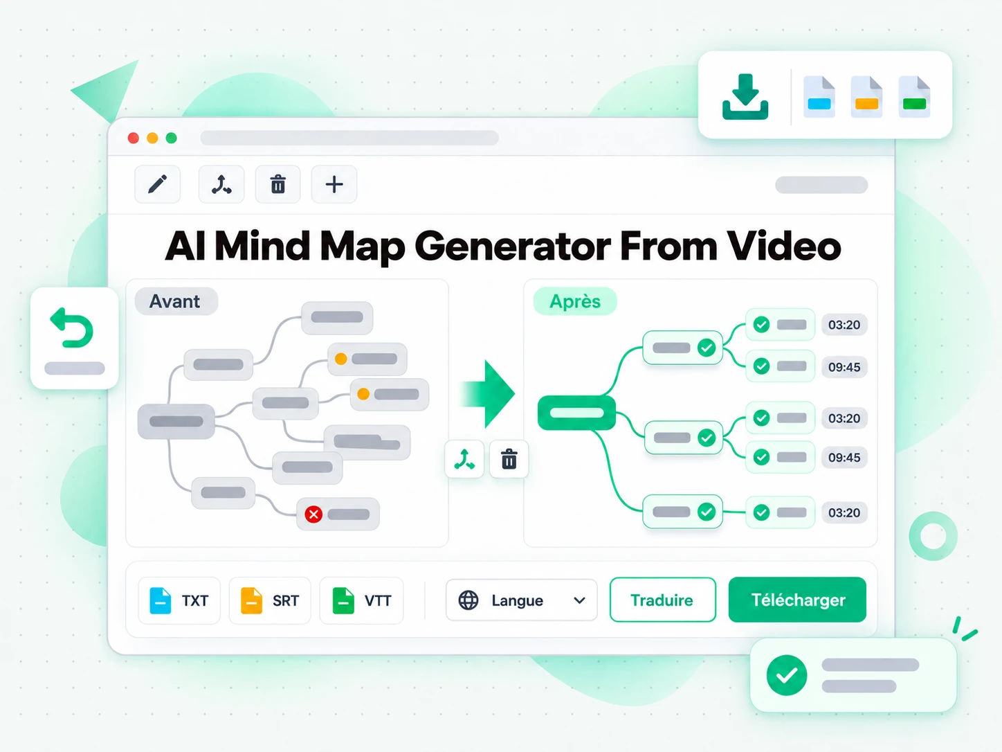 AI Mind Map Generator From Video permettant modification et export