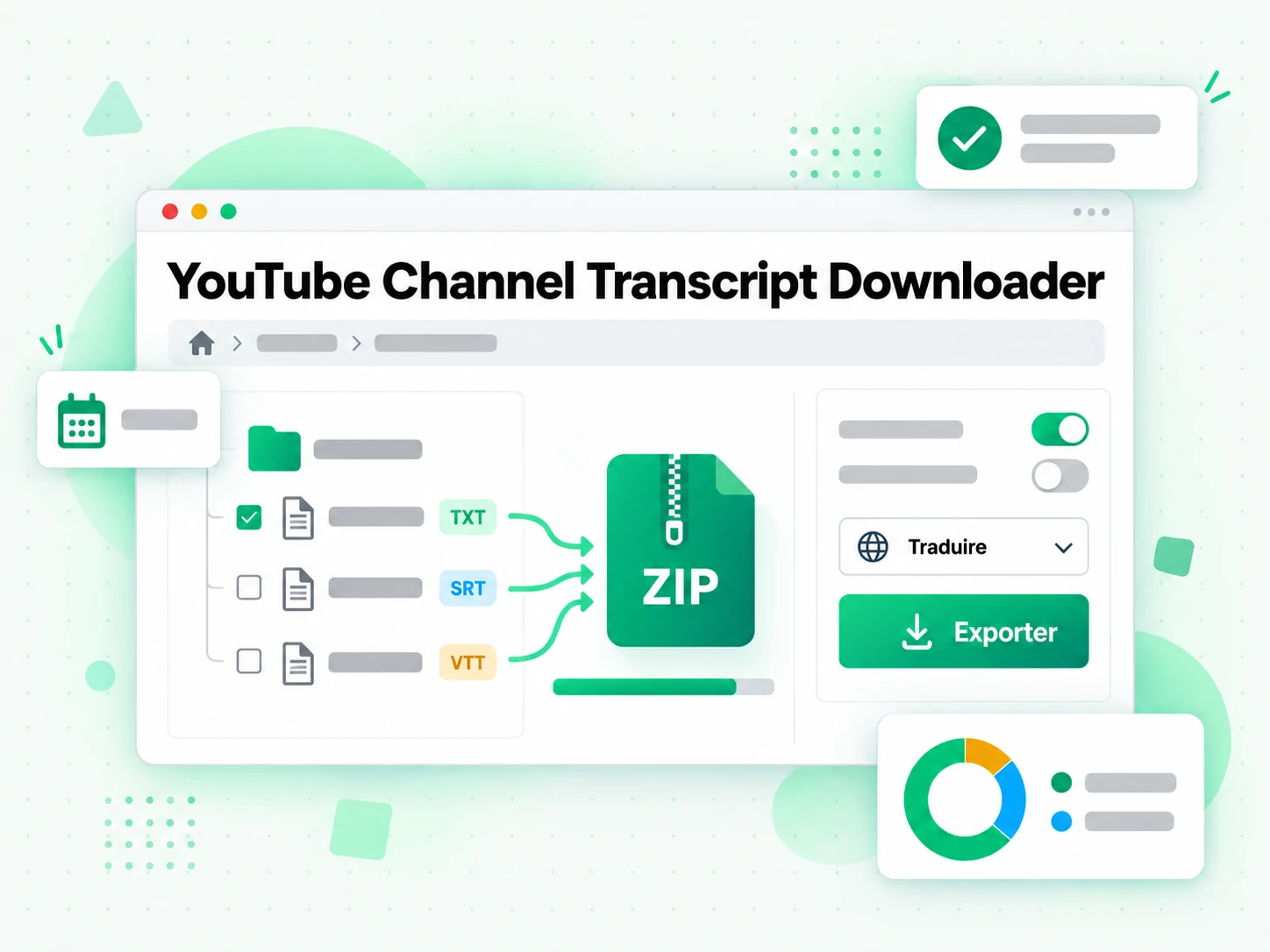 YouTube Channel Transcript Downloader au format TXT, SRT ou VTT