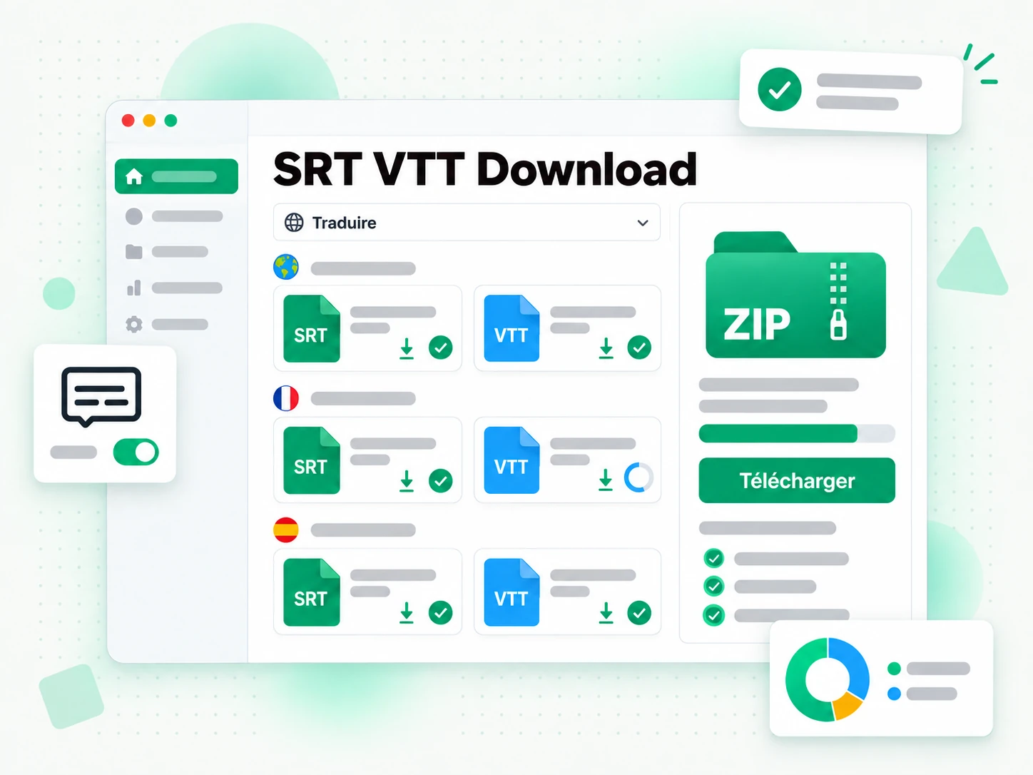 SRT VTT Download des sous-titres YouTube