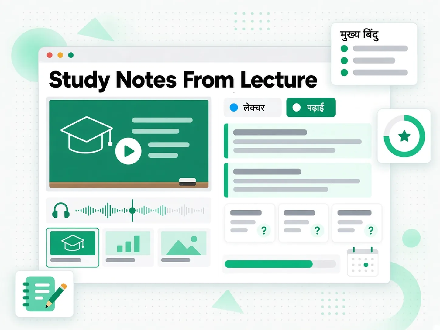 Study Notes From Lecture: यूनिवर्सिटी की लेक्चर रिकॉर्डिंग पर lecture notes generator इस्तेमाल करना