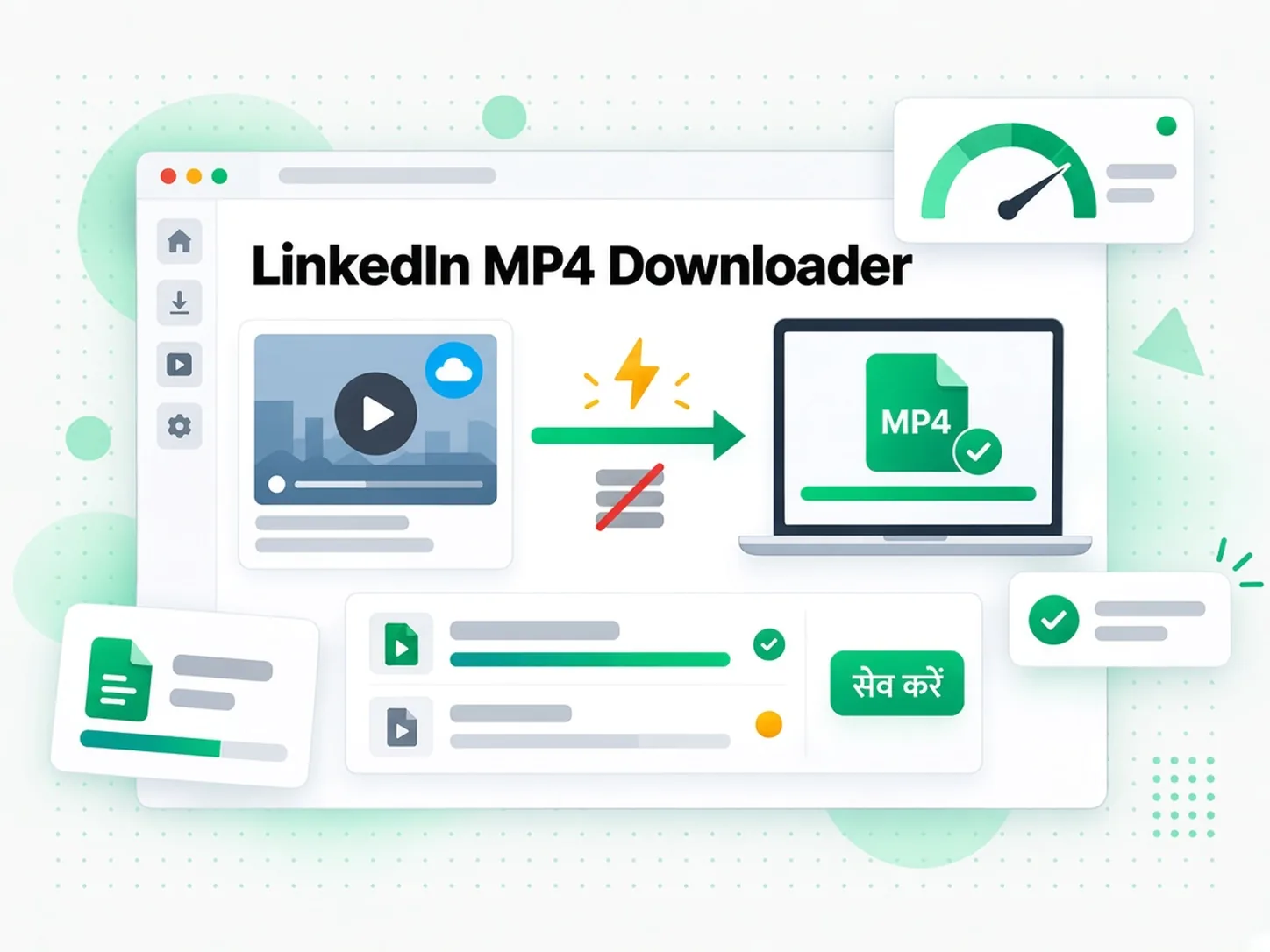 LinkedIn MP4 Downloader: चुनी गई LinkedIn MP4 वीडियो फ़ाइल के लिए डाउनलोड बटन दिखता है