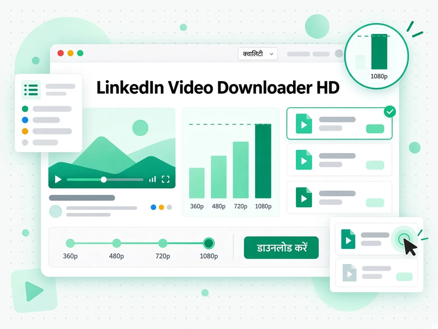 LinkedIn Video Downloader HD: डाउनलोडर में 720p और 640p MP4 विकल्पों की सूची दिखती है