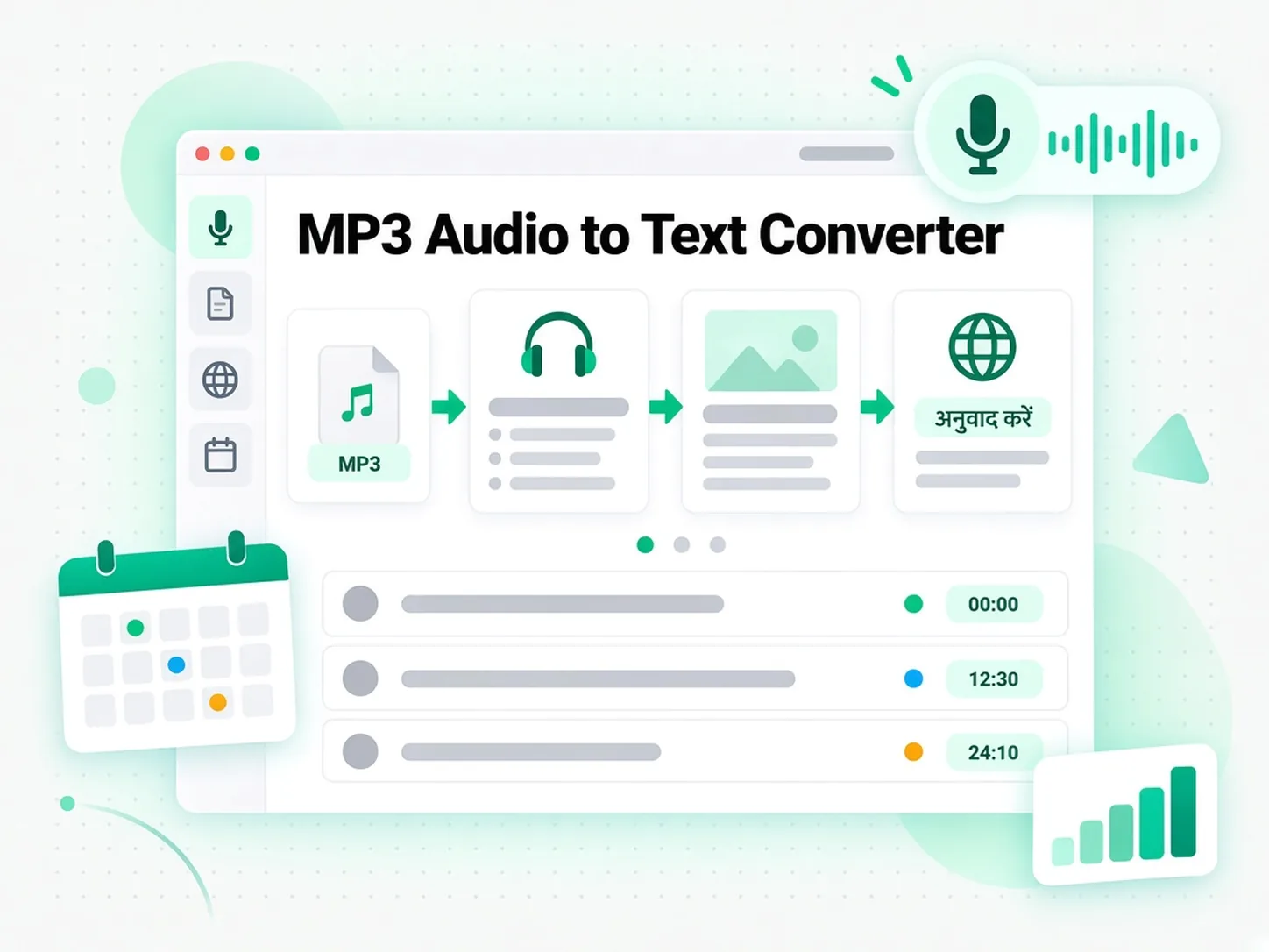 MP3 Audio to Text Converter: MP3 ट्रांसक्रिप्ट से शो नोट्स और आर्टिकल दोबारा बनाता हुआ
