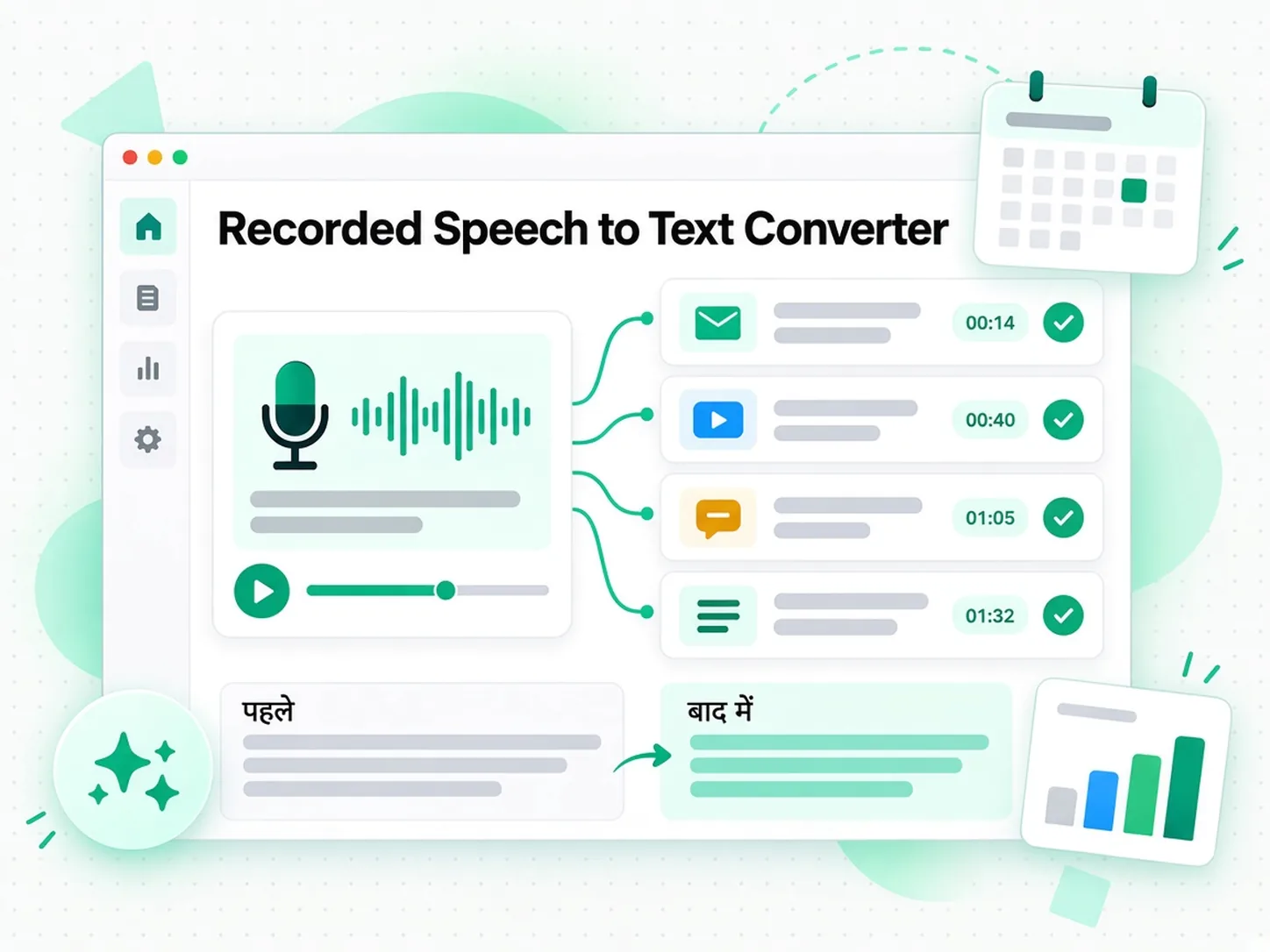 Recorded Speech to Text Converter: ट्रांसक्रिप्ट से शो नोट्स और आर्टिकल फिर से बनाना