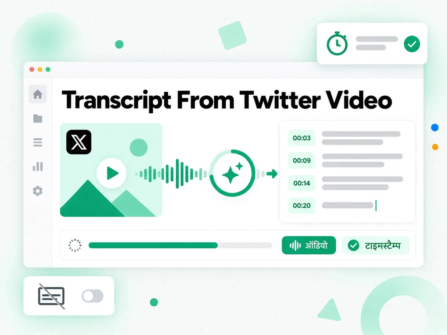Transcript From Twitter Video: AI से Twitter वीडियो की ऑडियो को टाइमस्टैम्प वाले ट्रांसक्रिप्ट में बदलना