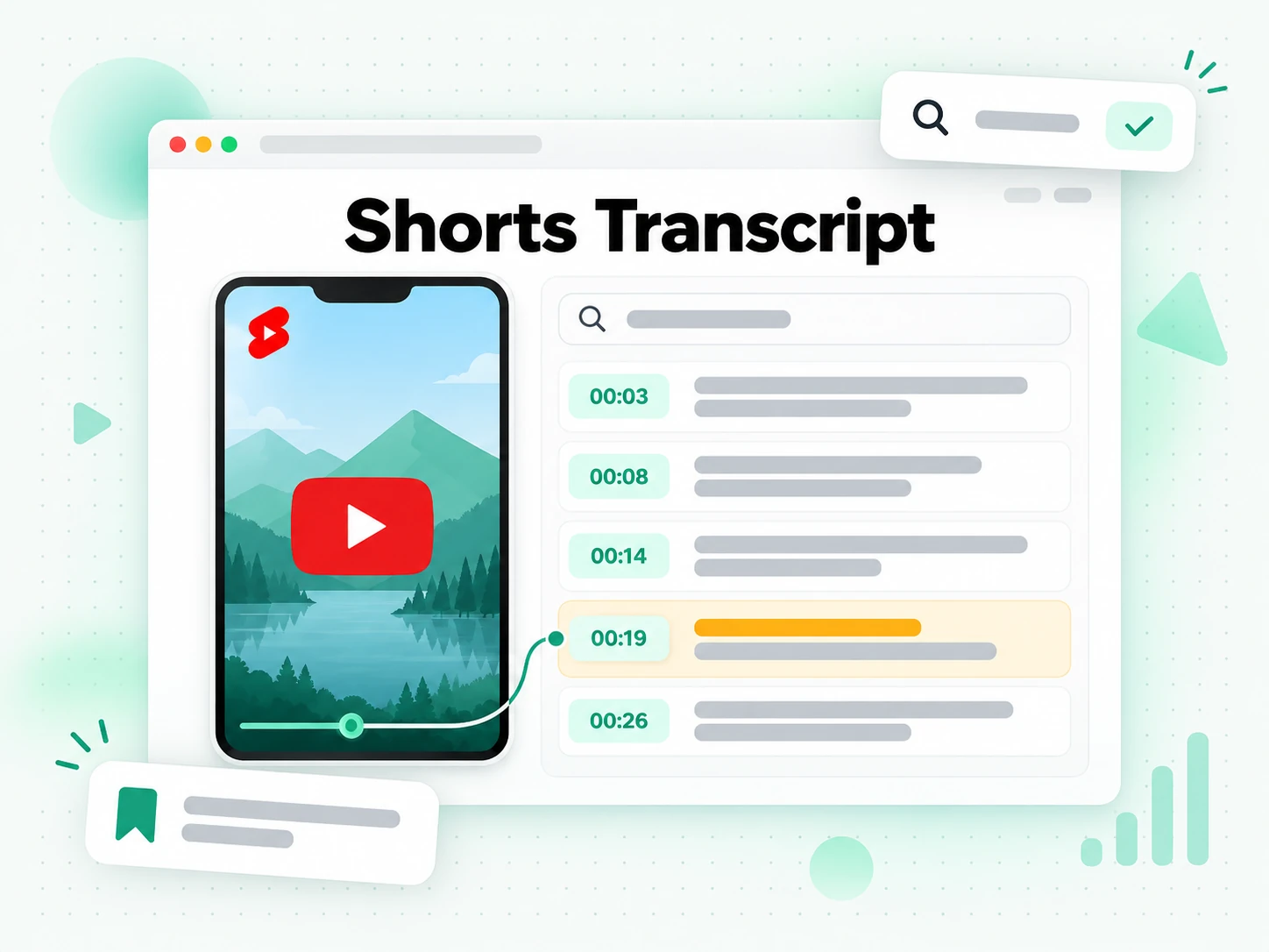 Shorts Transcript: एक YouTube Short के अंदर किसी वाक्य और उसका टाइमस्टैम्प दिखाता सर्च रिज़ल्ट