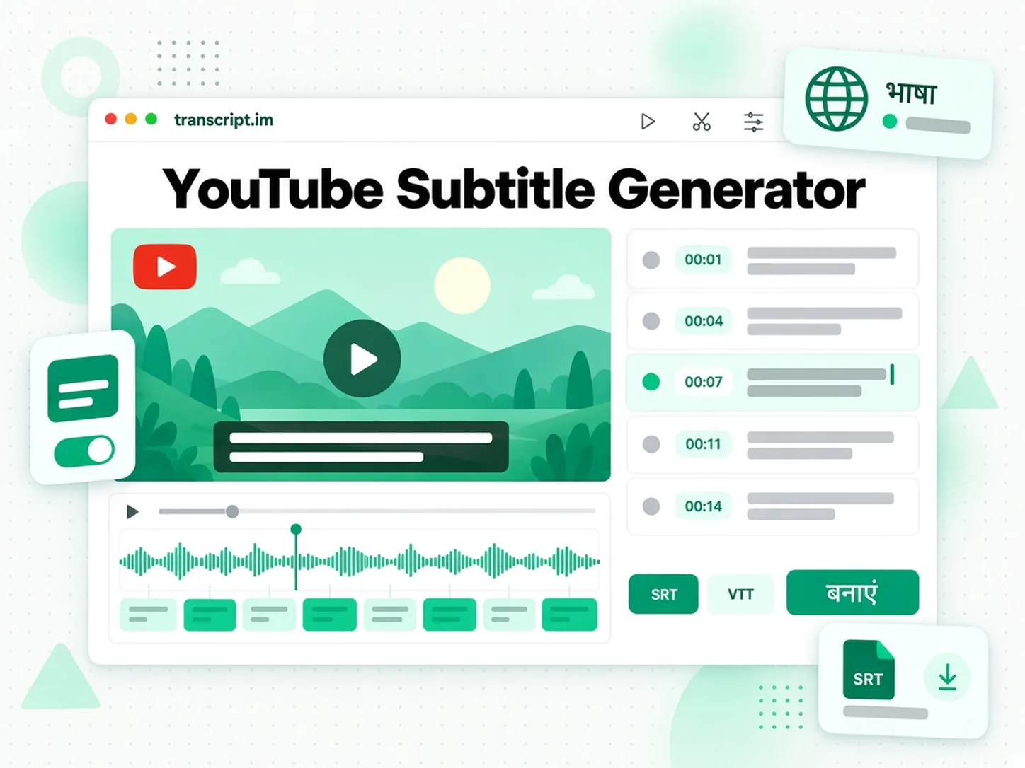 YouTube Subtitle Generator: एक YouTube वीडियो से टाइम किए गए SRT और VTT कैप्शन बनाता टूल