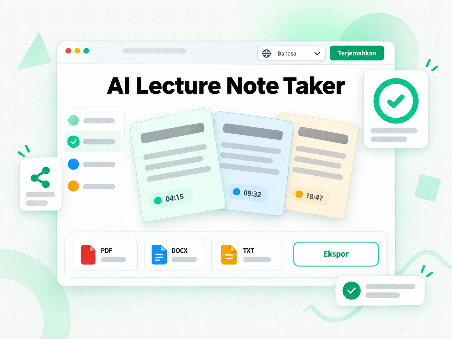 AI Lecture Note Taker menerjemahkan catatan kuliah ke bahasa lain