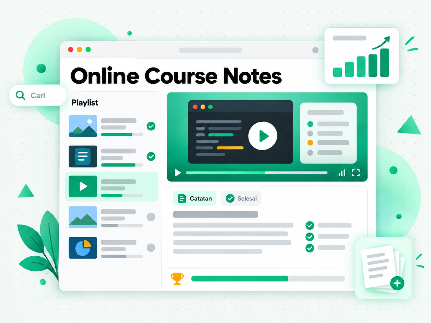 Online Course Notes dibuat dari video kursus daring dengan pencatat catatan kuliah AI