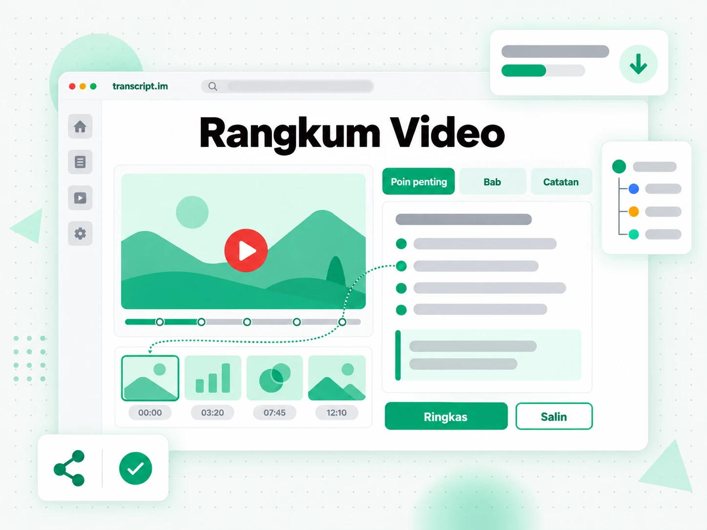 Rangkum Video mengubah sebuah video menjadi ringkasan poin-poin terstruktur