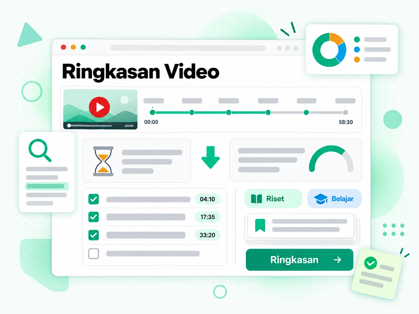 Ringkasan Video dipakai untuk riset dan belajar