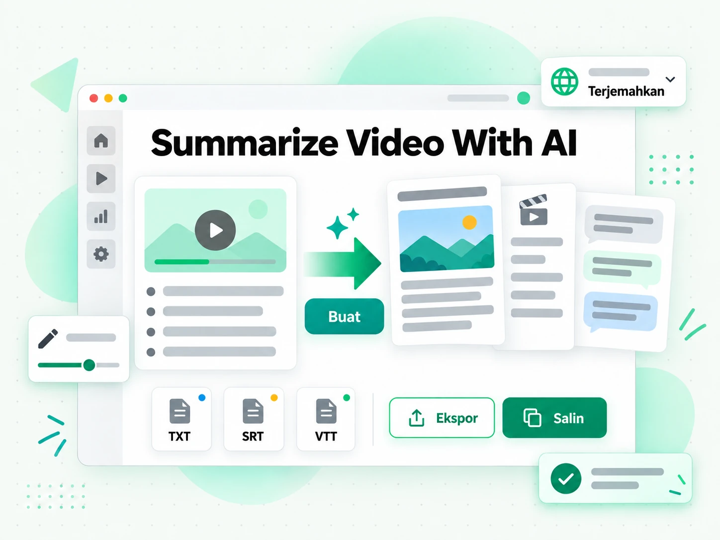 Summarize Video With AI: menulis ulang dan mengekspor ringkasan menjadi naskah atau artikel baru