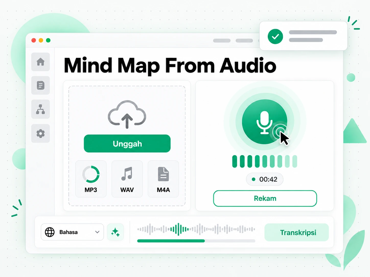 Mind Map From Audio: mengunggah berkas audio ke pembuat mind map audio