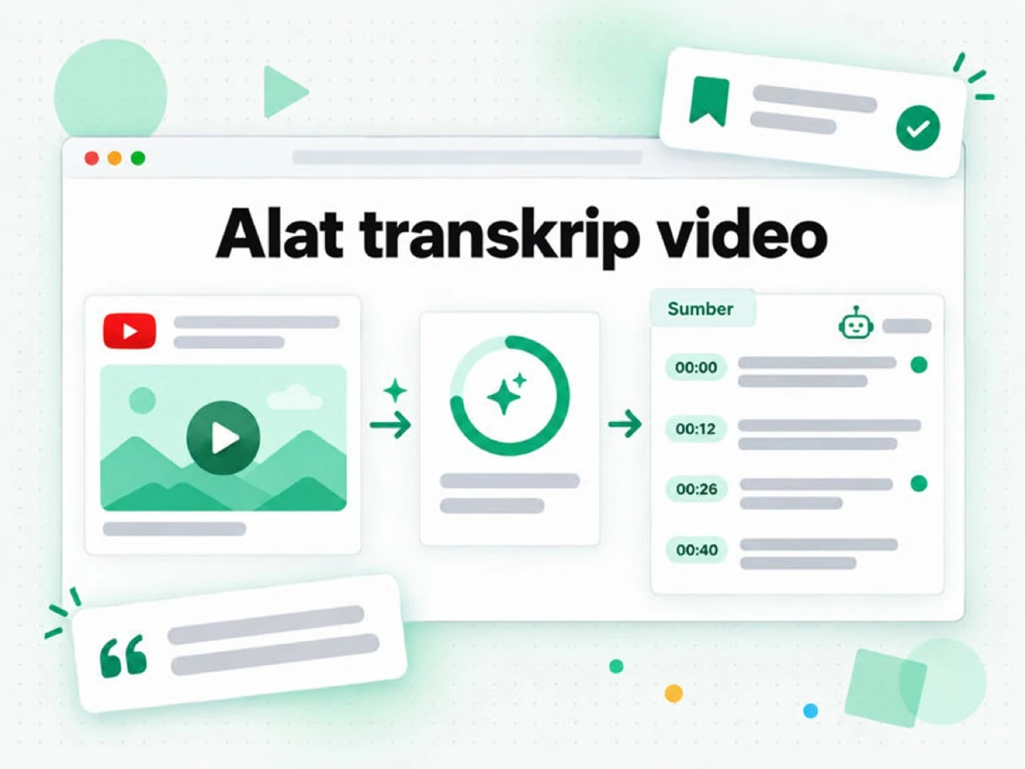 Alat transkrip video: tautan video diubah menjadi sumber bertanda waktu untuk agen