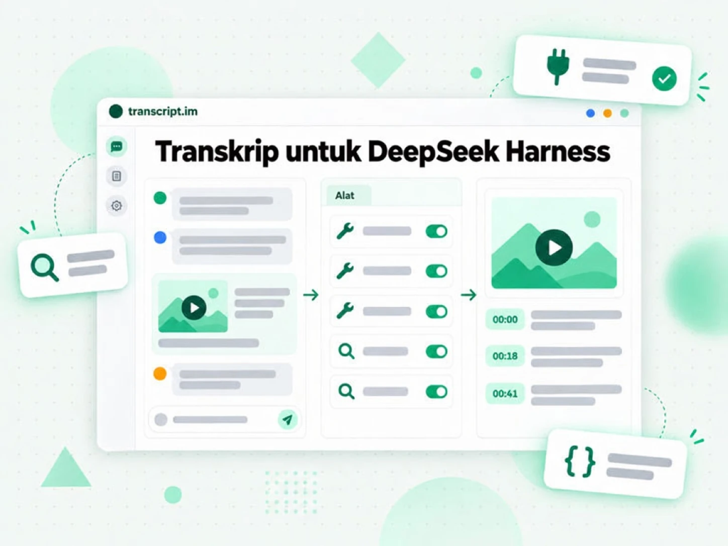 Transkrip untuk DeepSeek Harness: agen memanggil alat transkrip native pada tautan video