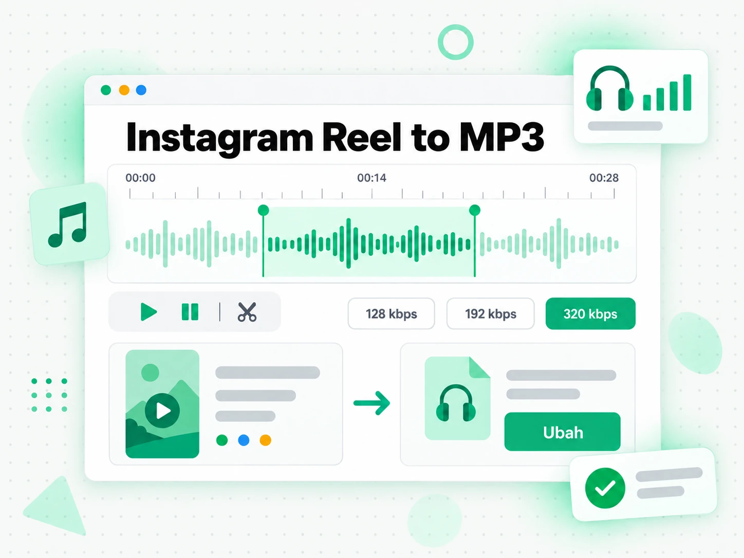 Instagram Reel to MP3 disiapkan untuk takarir dan penyuntingan transkrip