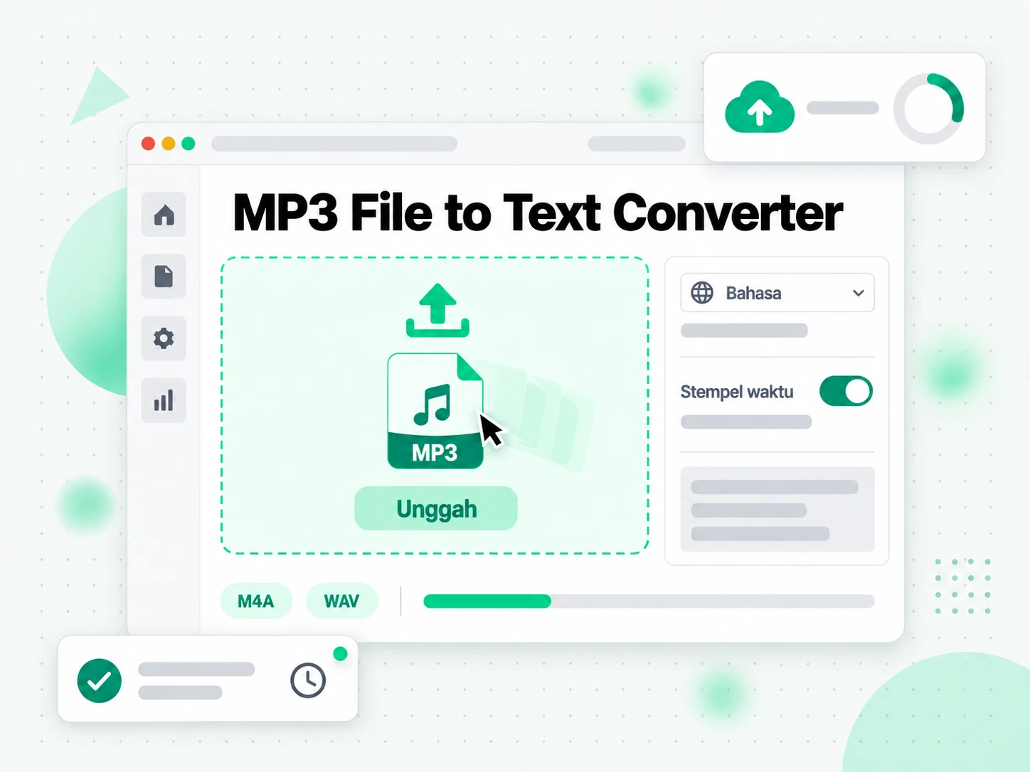 MP3 File to Text Converter: mengunggah berkas MP3 ke konverter MP3 ke teks
