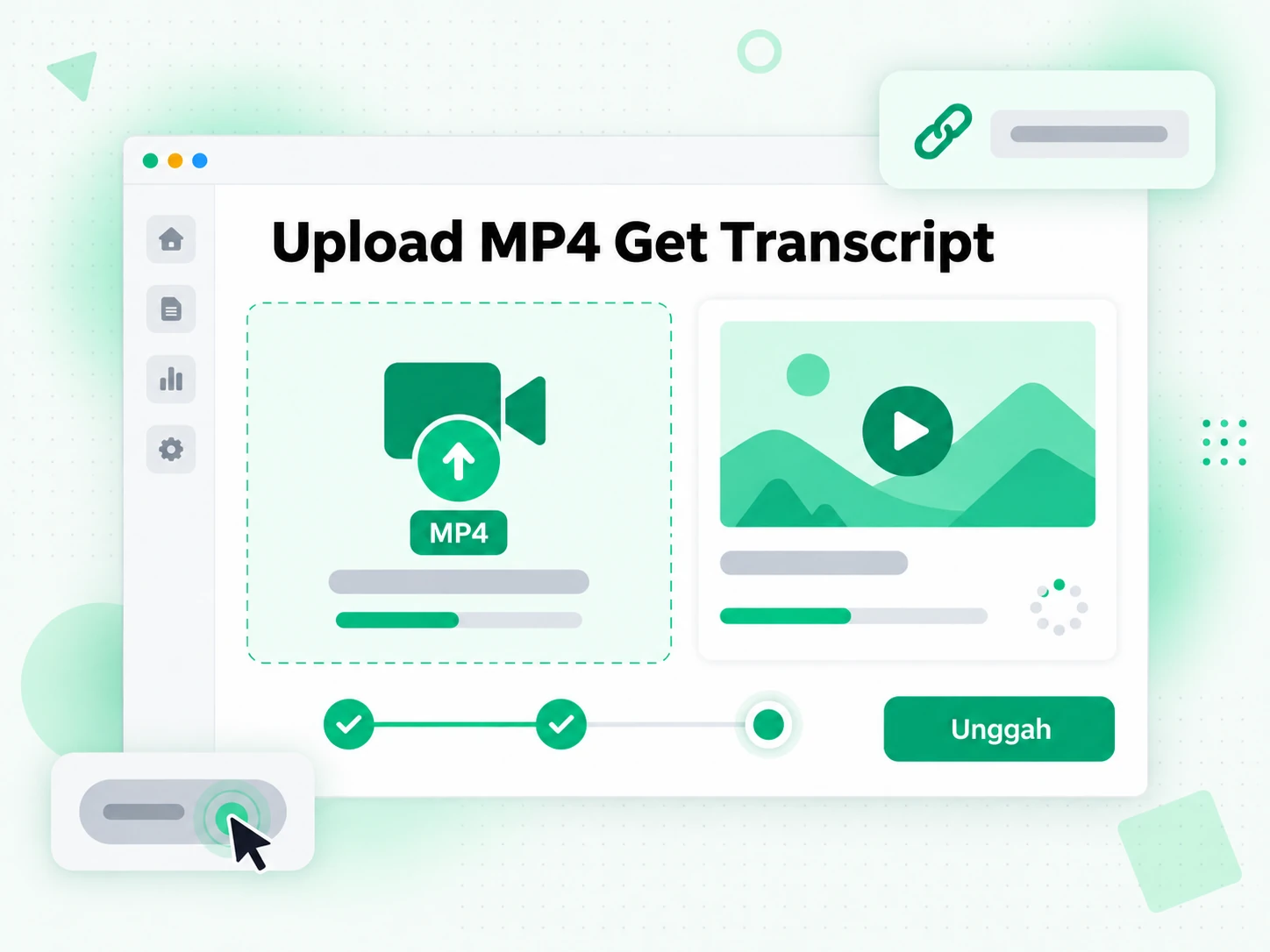 Upload MP4 Get Transcript: mengunggah berkas MP4 ke konverter MP4 ke teks