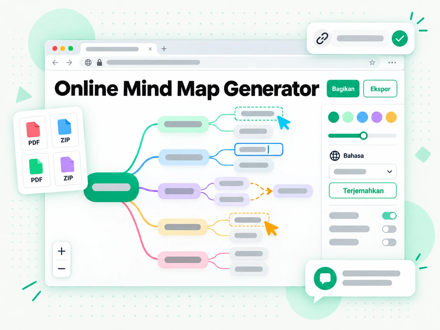 Online Mind Map Generator: menyunting dan mengekspor mind map podcast