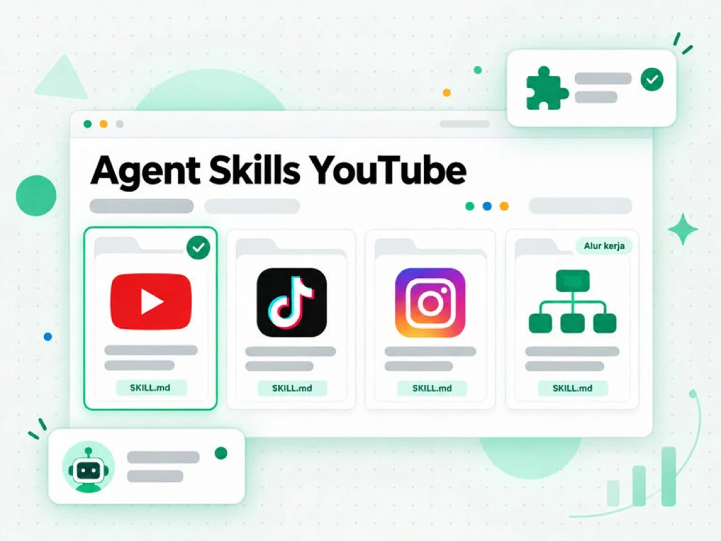 Agent Skills YouTube: paket skill untuk YouTube, TikTok, Instagram, dan alur kerja