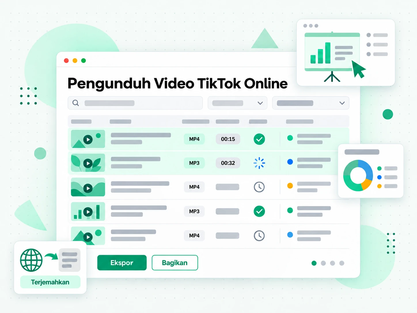 Pengunduh Video TikTok Online dipakai tim sosial meninjau video klien yang disetujui
