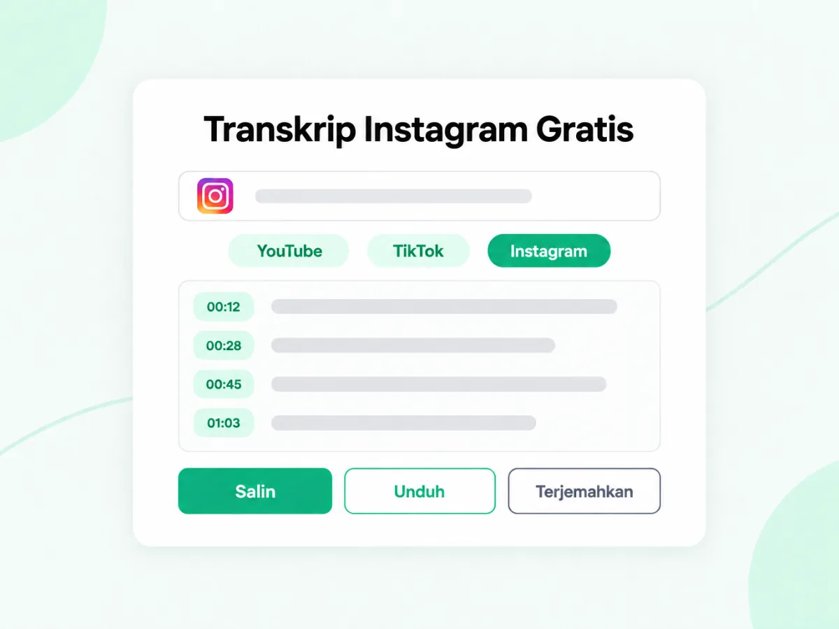 Transkrip Instagram Gratis: ubah tautan Instagram menjadi teks dengan stempel waktu