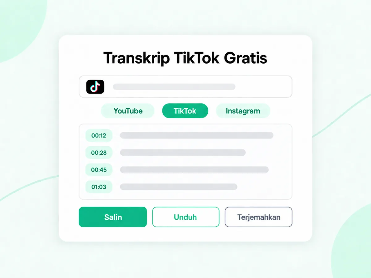 Transkrip TikTok Gratis: ubah tautan TikTok menjadi teks dengan stempel waktu