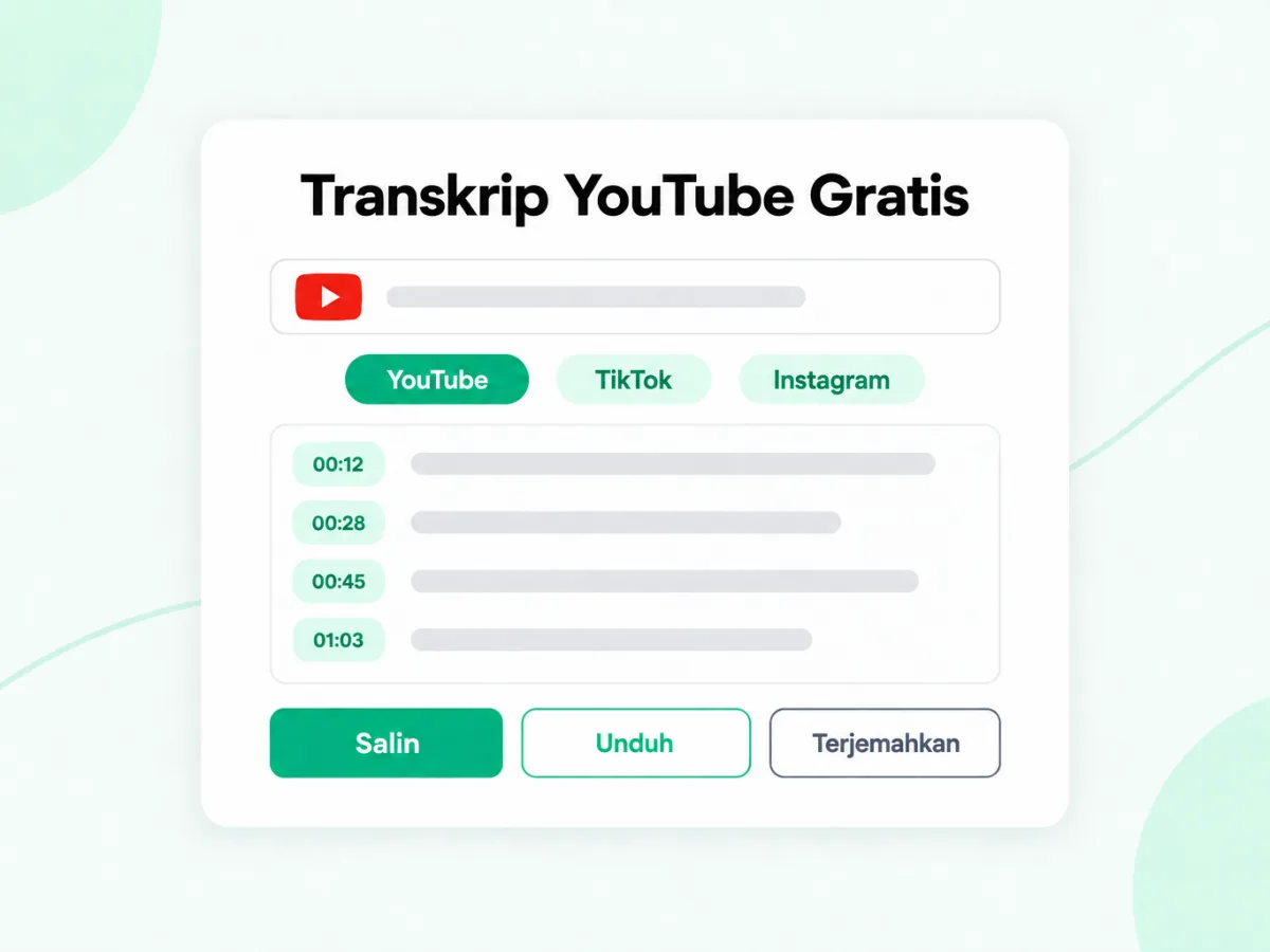 Transkrip YouTube Gratis: ubah tautan YouTube menjadi teks dengan stempel waktu
