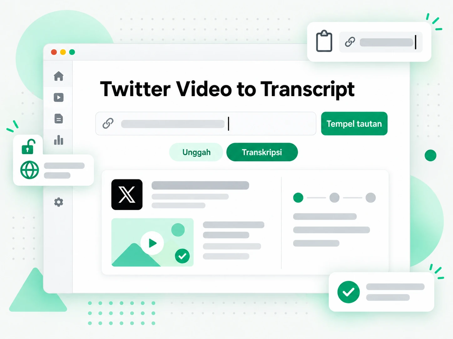 Twitter Video to Transcript: URL status Twitter publik dimasukkan ke pembuat transkrip video
