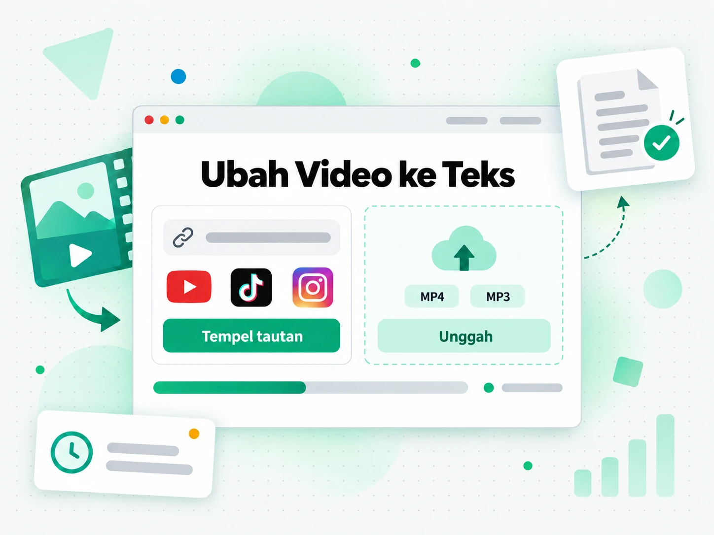 Ubah Video ke Teks: tempel tautan video atau unggah file untuk mulai mentranskripsi