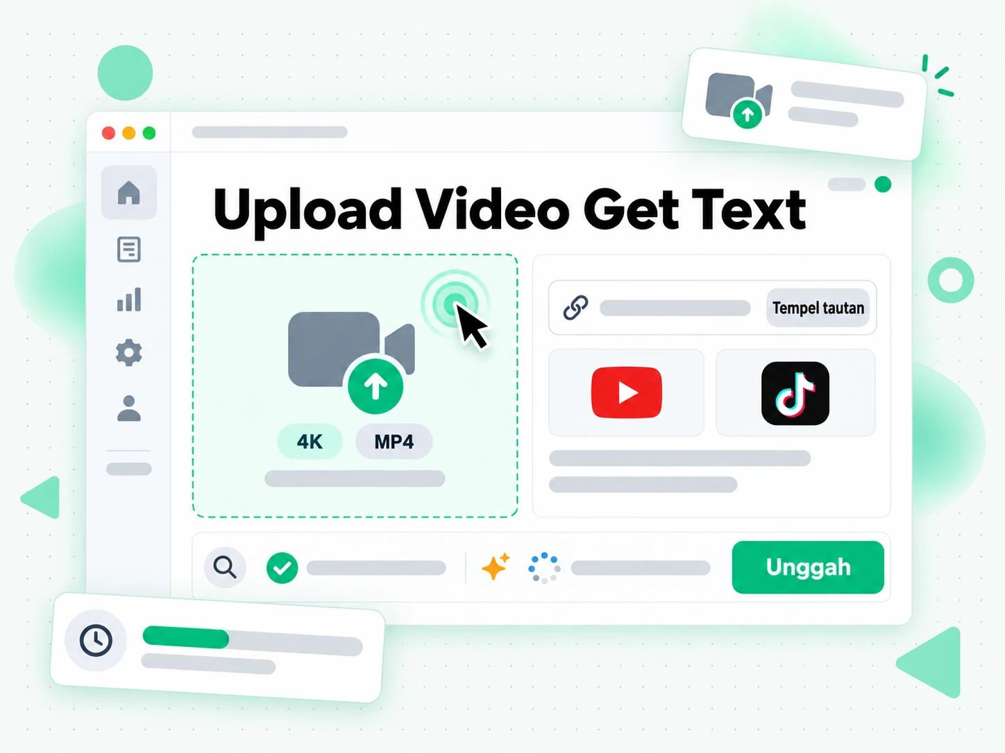 Upload Video Get Text: mengunggah berkas video ke konverter video ke teks