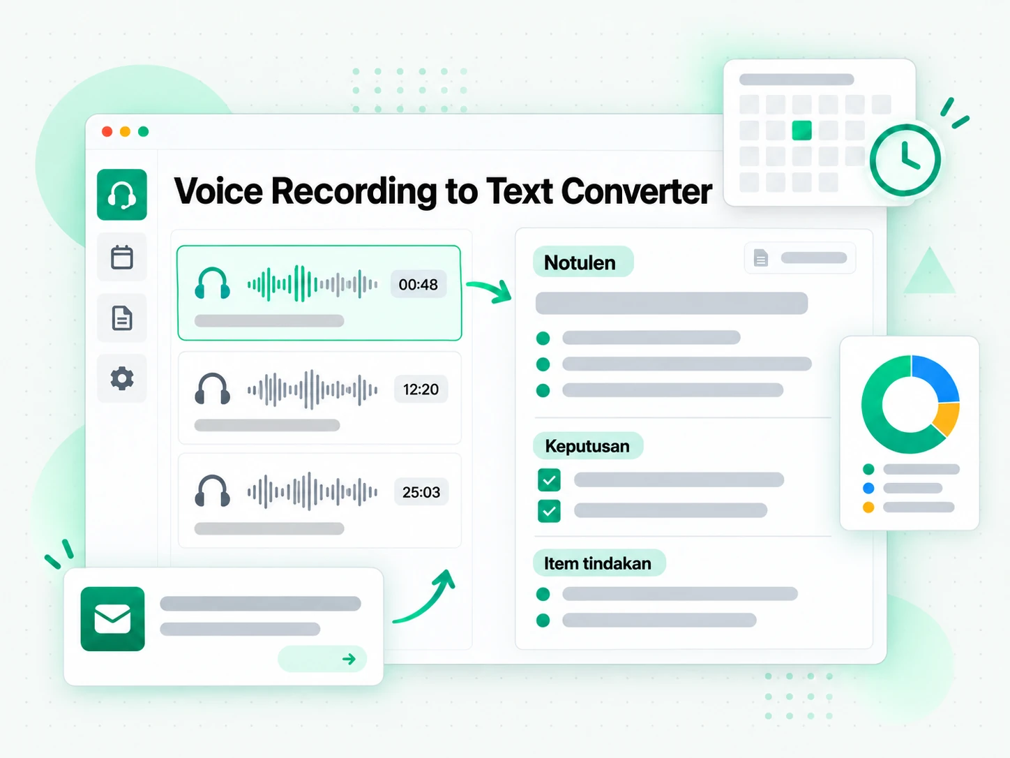 Voice Recording to Text Converter membuat ulang notulen rapat dan tindak lanjut