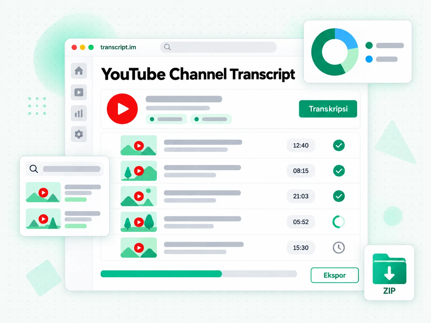 YouTube Channel Transcript memproses seluruh video sebuah kanal secara paralel