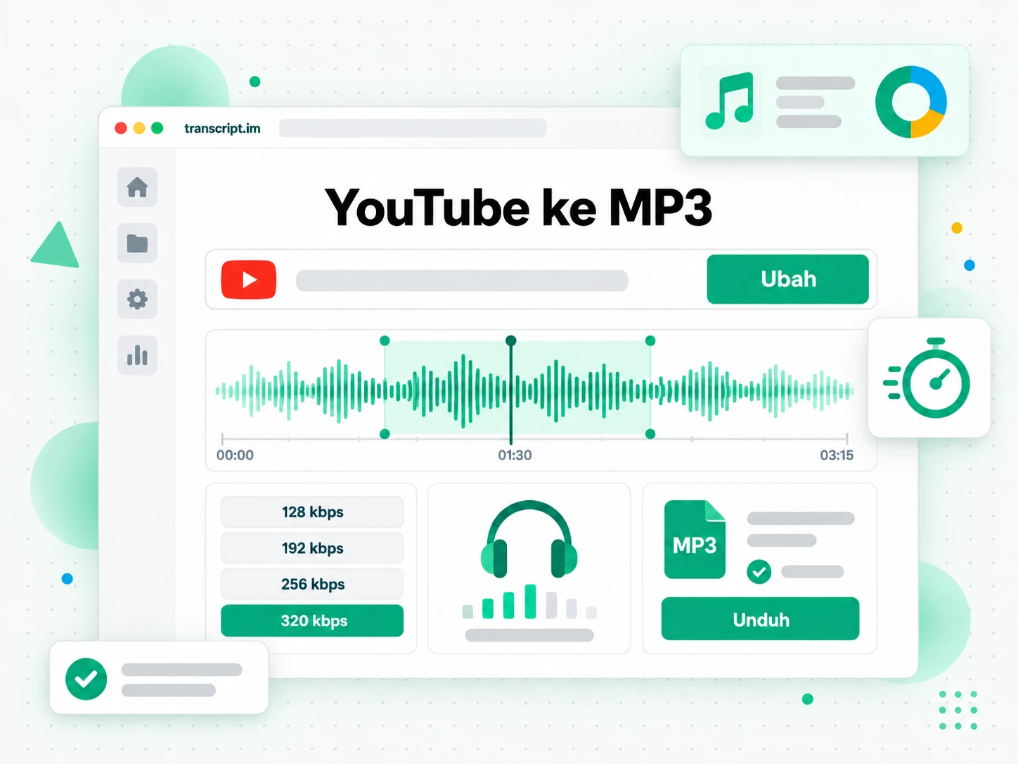 YouTube ke MP3: thumbnail video YouTube berubah menjadi pemutar gelombang MP3 dengan pemilih bitrate
