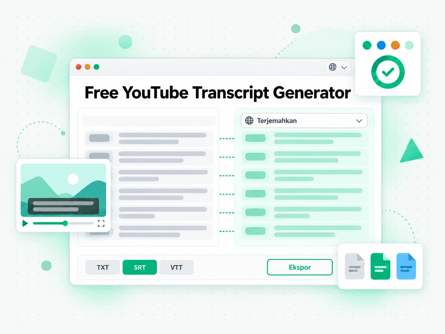 Free YouTube Transcript Generator: menerjemahkan dan mengekspor transkrip YouTube
