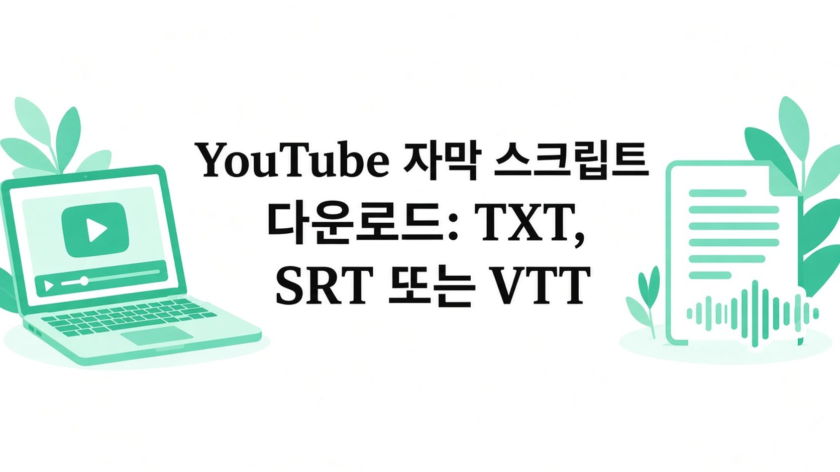 유튜브 자막 추출: TXT, SRT, VTT 다운로드